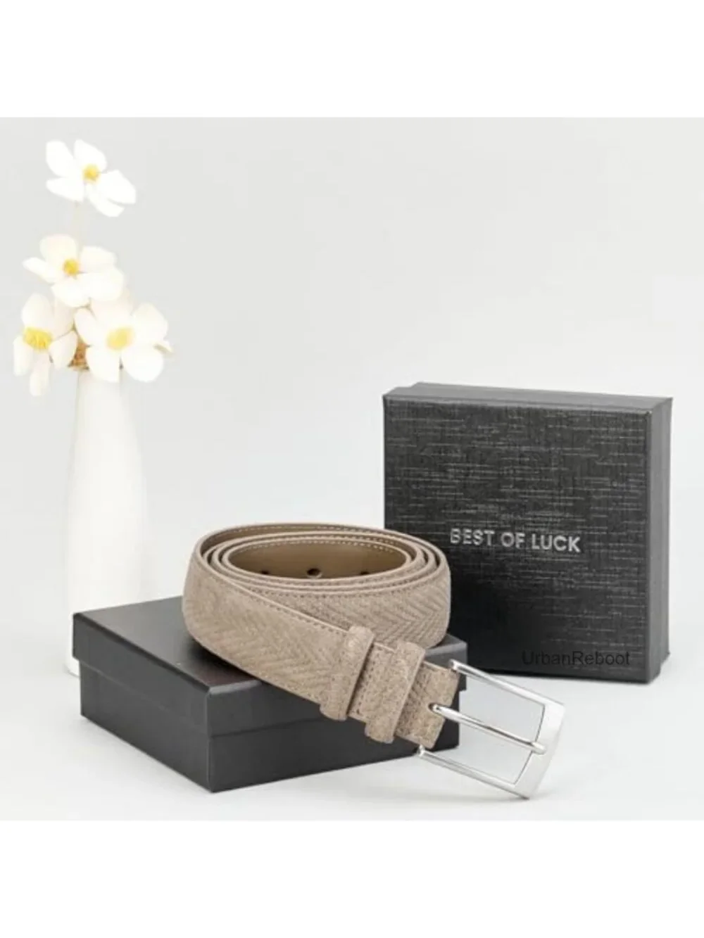 Men's Suede Leather Belt 35mm Classic Buckle Business Casual Jeans Gift